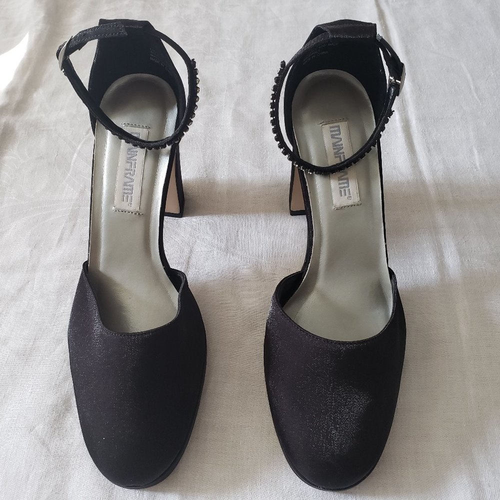 MAINFRAME Block Heels Strappy Womens Black Shoes SZ 10M